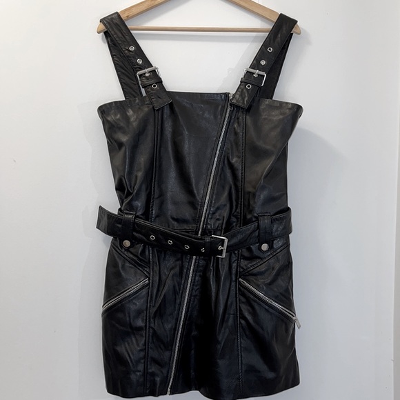 NEW ZARA LEATHER MINI DRESS - Picture 12 of 16